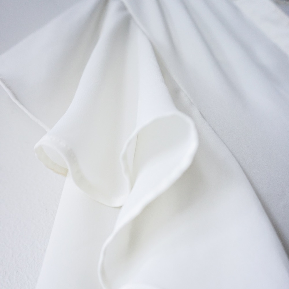 White Flutter Sleeve Button Down Blouse - image 4